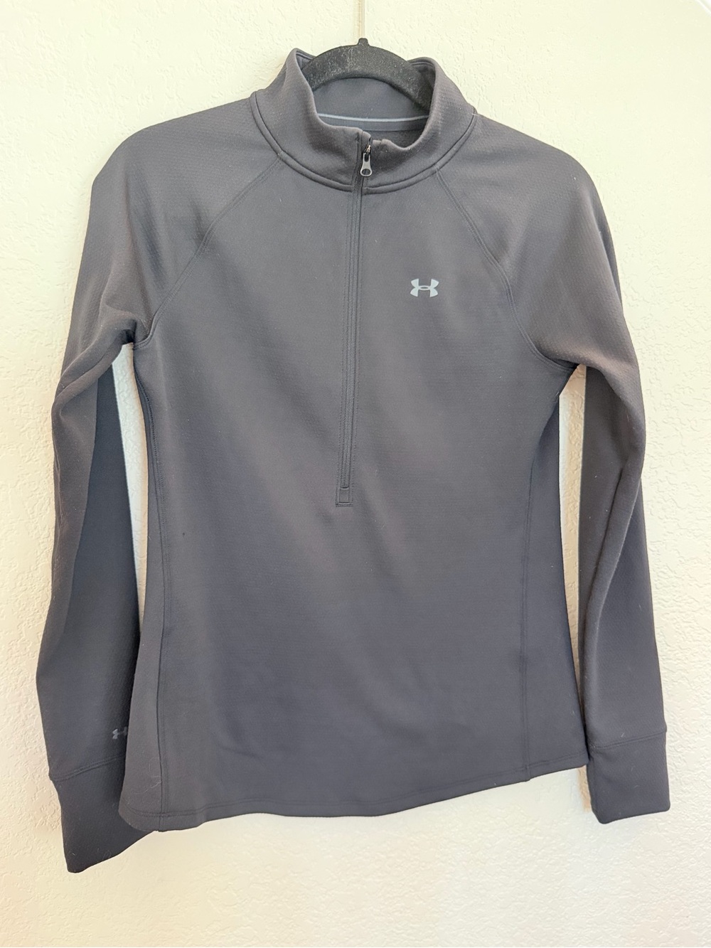 Under Armour ColdGear Fitted Quarter-Zip Pullover — Black, Size Small